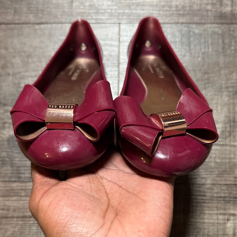 Ted Baker London Burgundy Bow Flats - Picture 5 of 11